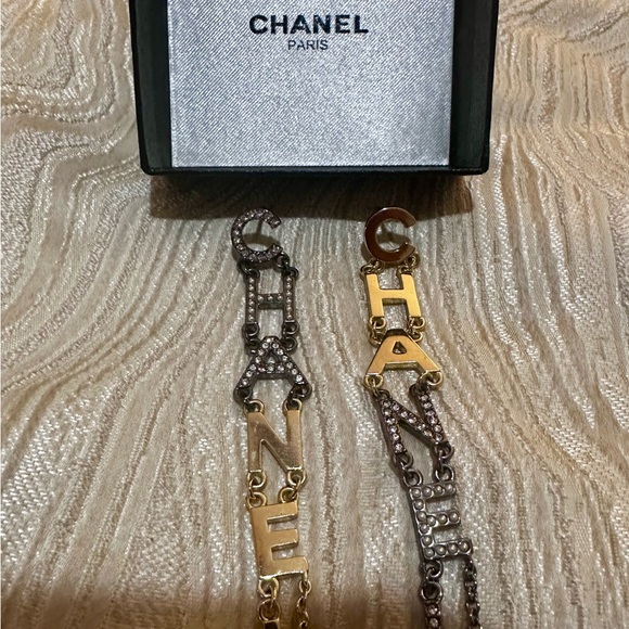 ESTATE SALE Rare Chanel Multicolor Letter Dangle Earrings - Picture 2 of 3